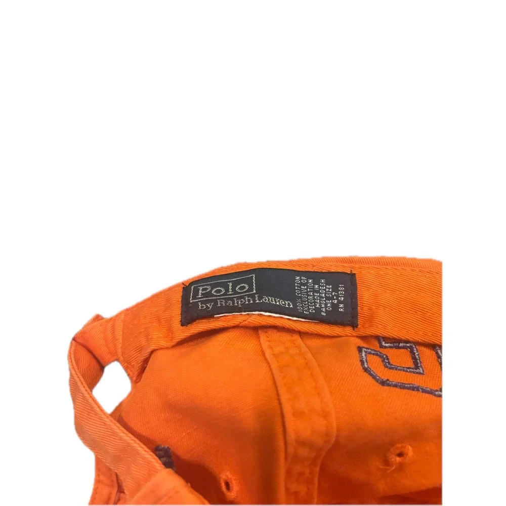 Polo Ralph Lauren Kids Orange Big Pony Baseball Cap Hat Size 4-7 Purple Logo
